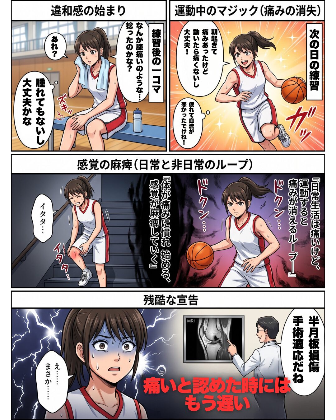 感覚の麻痺と残酷な宣告の4コマ漫画